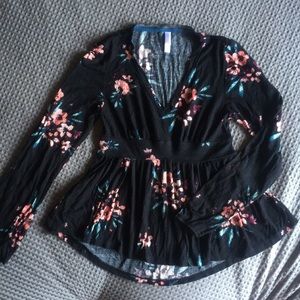 Black Floral Top